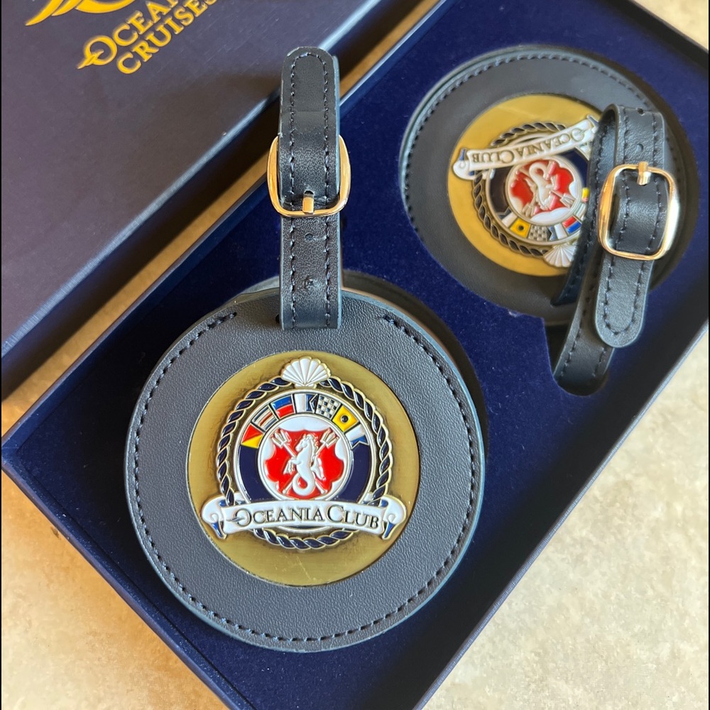NIB OCEANIA Genuine Leather Tags set of 2